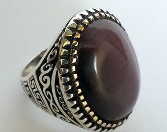 925 Sterling Silver Men's Ring Amethyst Stone Completely Handmade ...