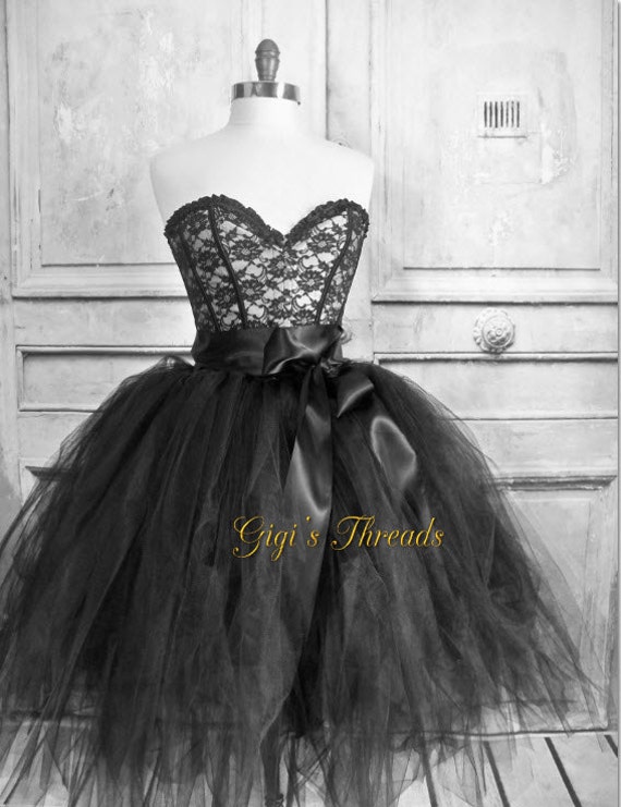 Black Corset Tutu Dress Lace Corset Dress by GigisThreads on Etsy