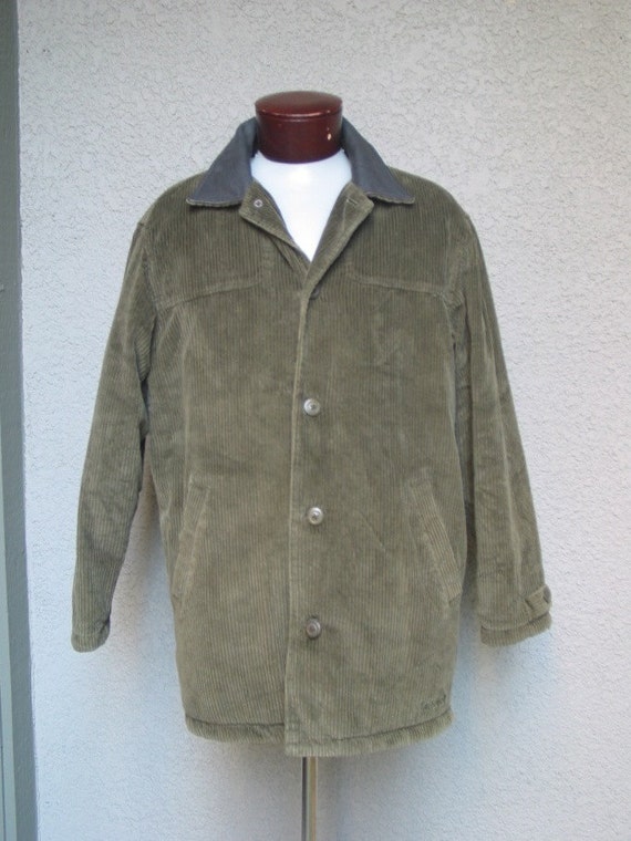 Mens Vintage Timberland Green Corduroy Coat Jacket Size M
