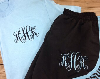 monogrammed shorts, chevron shorts, running shorts, cheer shorts, monogrammed shirt, monogrammed tee shirt