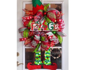 Cute Elf Wreath- Christmas Wreath