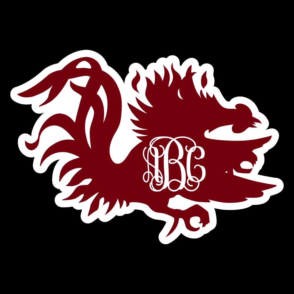 Gamecock Decal w/ Monogram Sticker by Vaultvinylgraphics on Etsy
