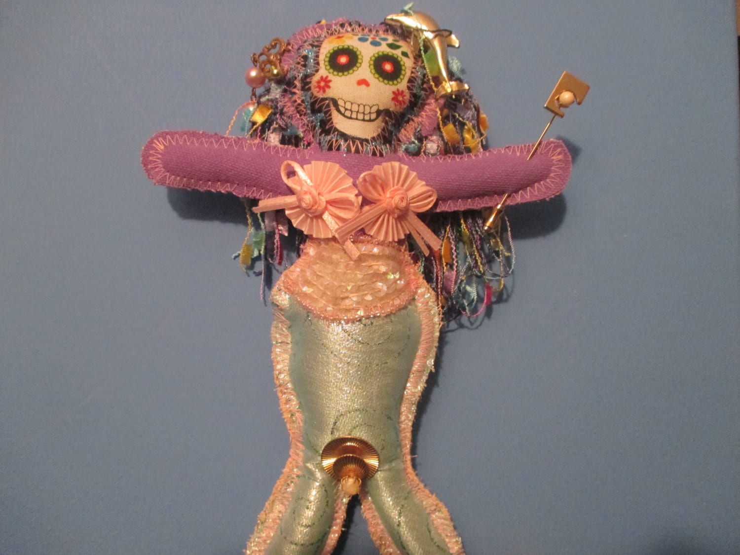 New Orleans mermaid voodoo doll Ooak Folk art doll Art doll