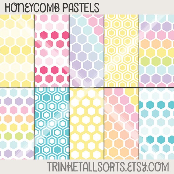 Honeycomb Pastels Digital Papers Printable by TrinketAllsorts