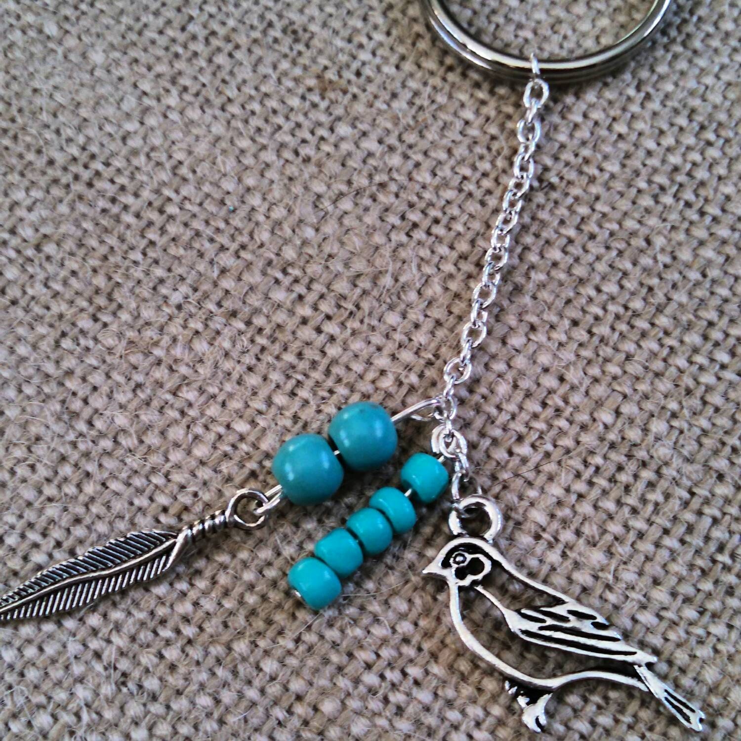 Bird of a feather keychain by NatureIsCalm on Etsy