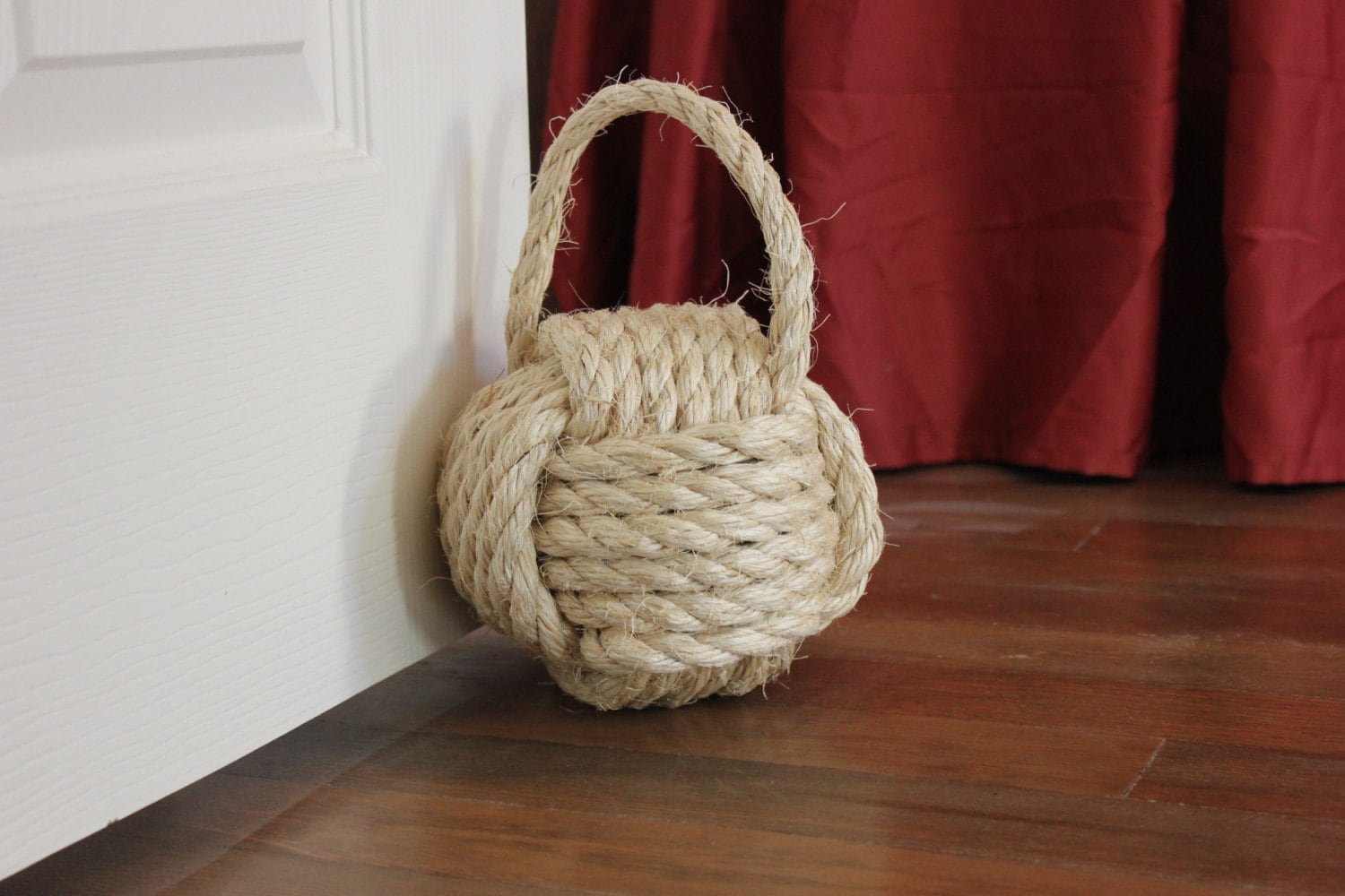 Nautical rope door stop with handle large by highplainsknotwork