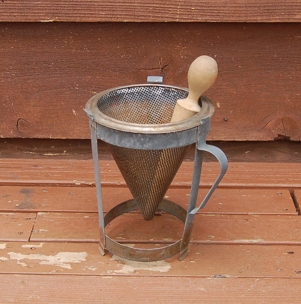 1940's Jelly Strainer Vintage Fruit Sieve by PineSpringsCottage