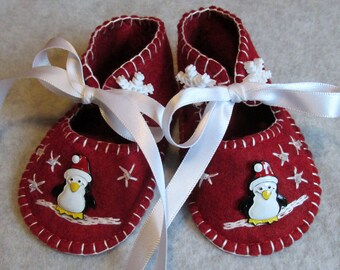 Wool Felt Penguin Shoes Size 2