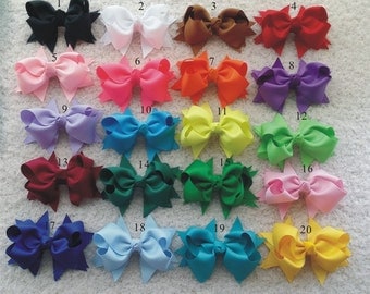 5% off! 20pcs/lot 4 inch Big hair bow - Girl hair bow Toddler hair bows boutique bows Grosgrain ribbon hairbow 30 Colors U pick color H1
