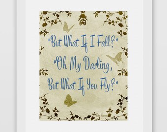 Targa in metallo vintage con scritta in lingua inglese What if I Fall You Fly stile hippie, verticale, stampa artistica da parete, 20,3 x 30,5 cm