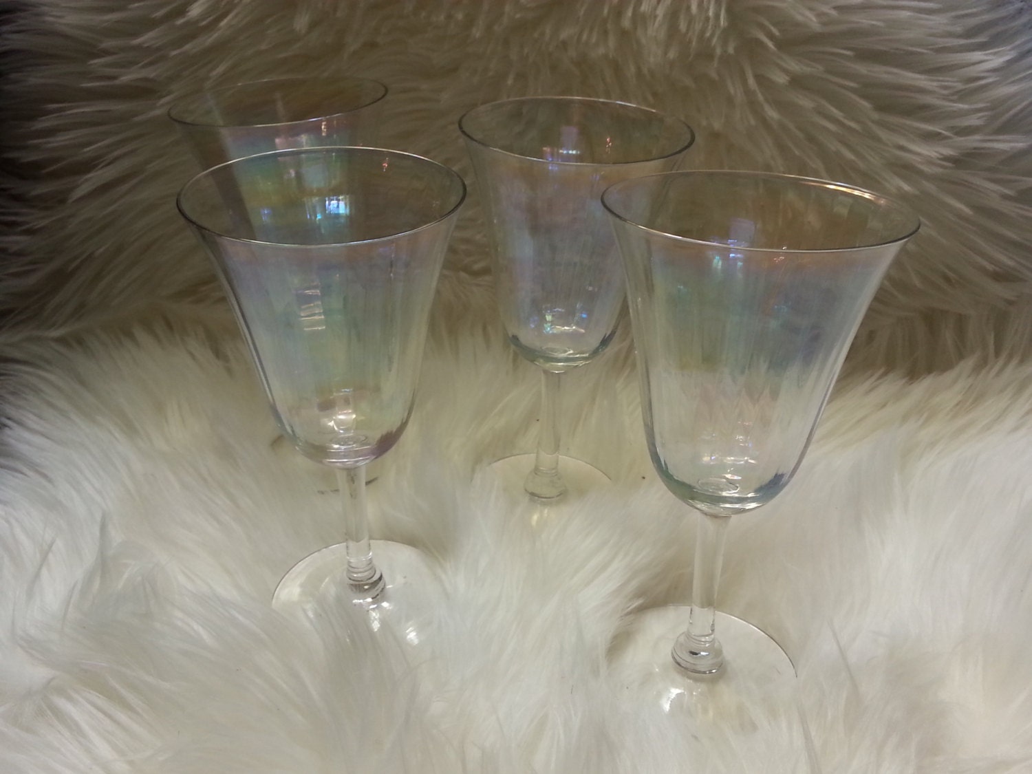 Vintage Iridescent Crystal Wine Glasses By Tealightedteacups