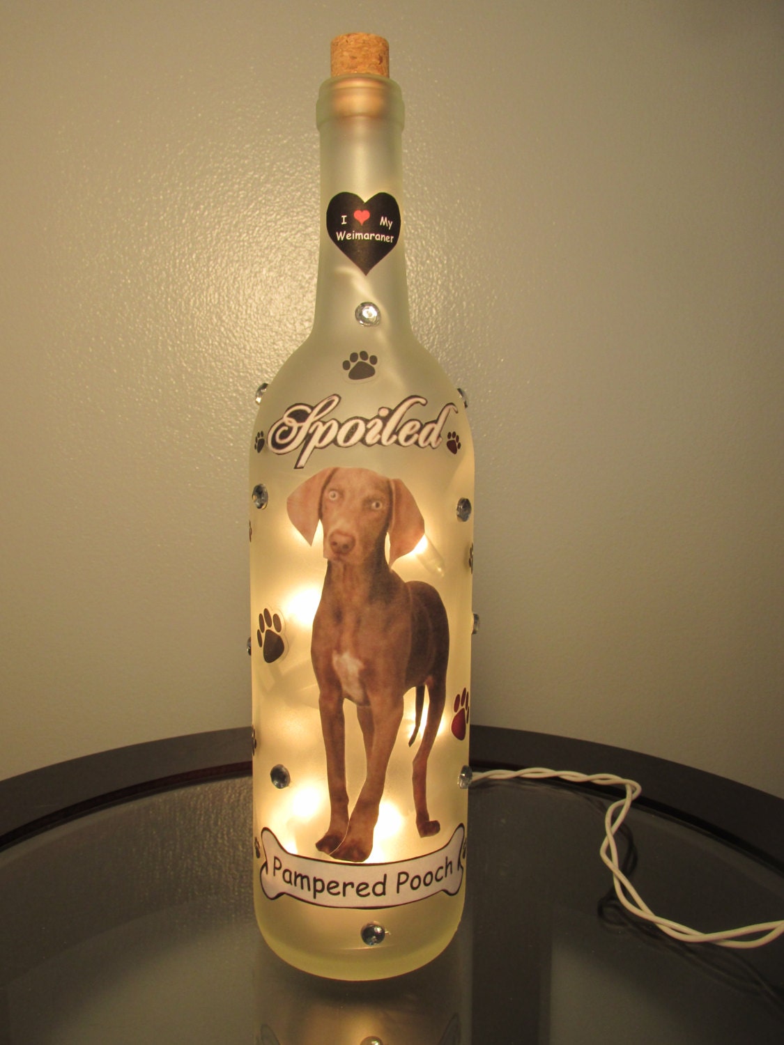 Weimaraner Wine Bottle Night Light