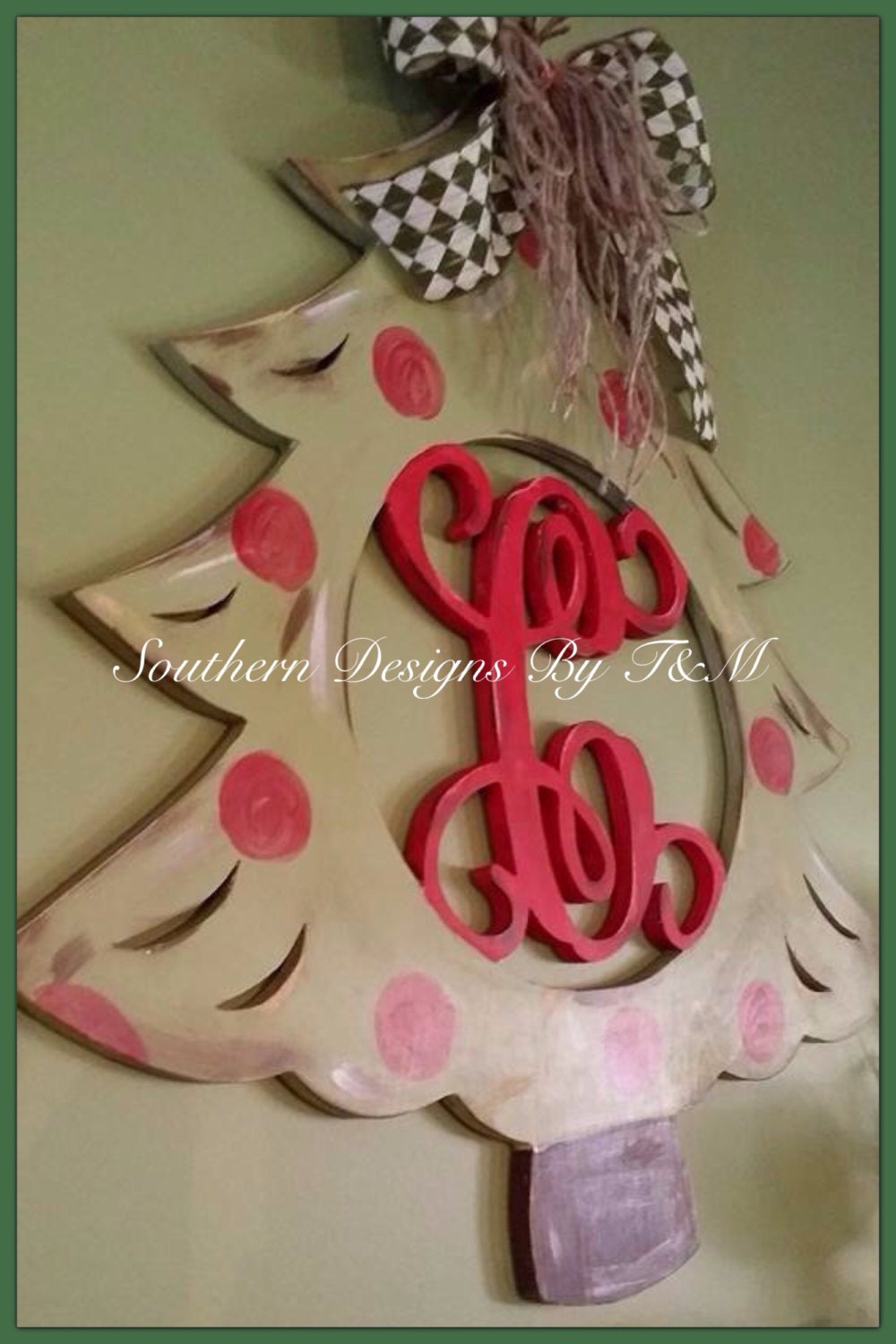 Christmas tree initial door hanger wall hanger wall decor