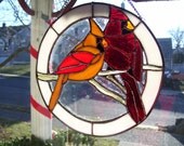 Stained Glass Male & Female Cardinals Suncatcher