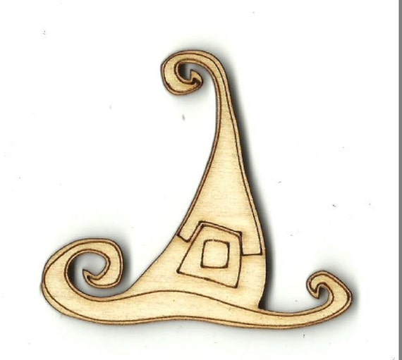 Witch Hat Laser Cut Out Unfinished Wood Shape Craft Supply