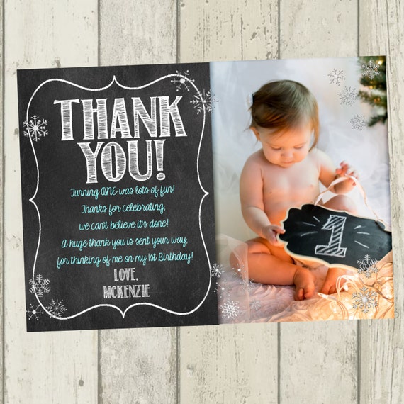 Winter ONEderland Thank You Card First Birthday Thank You