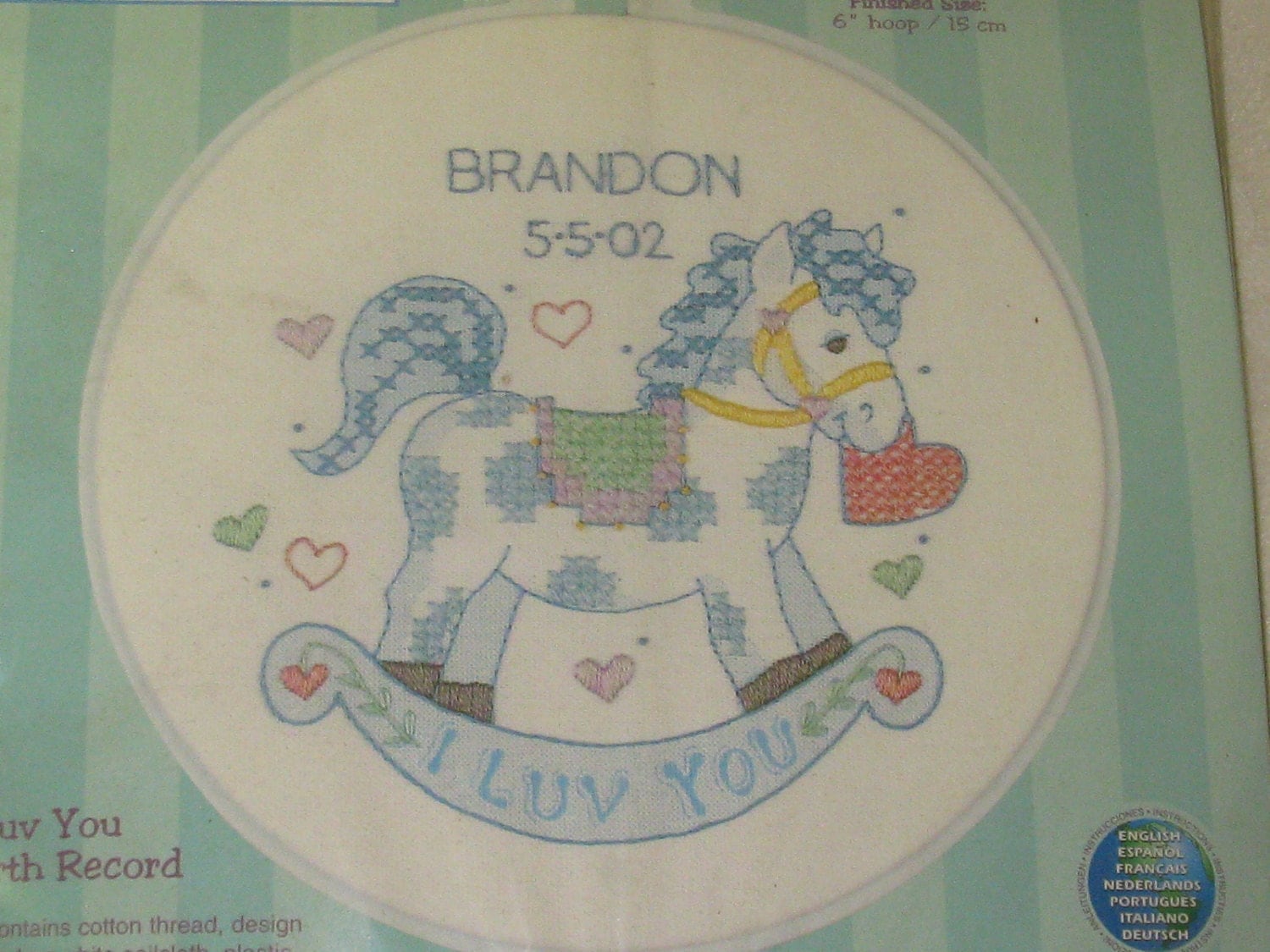 Baby Birth Announcement Stamped Cross Stitch Kit DIY Birth