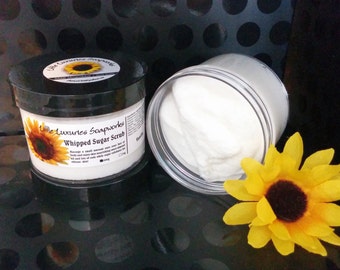 10 oz Fragrance Free Whipped Sugar Scrub 300g Spa Party Treat - Teacher Gift - BFF Gift - Facial Scrub - Body Wash - Sensitive Skin