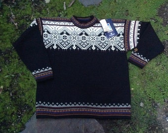 In-Wild Norwegian Sweater with leather made in Norway XL