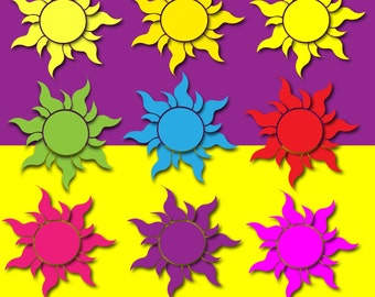 Rapunzel SUN Clipart tangled sun decor Rapunzel birthday Rapunzel party summer sun decal Rapunzel clipart yellow sun rapunzel invitation diy