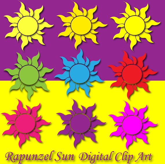 Rapunzel SUN Clipart tangled sun decor Rapunzel birthday Rapunzel party summer sun decal Rapunzel clipart yellow sun rapunzel invitation diy