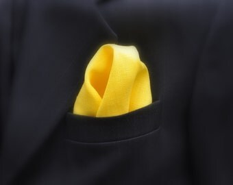 Yellow Linen Pocket Square. Men's Pocket Square. Yellow Handkerchief. Linen Hanky