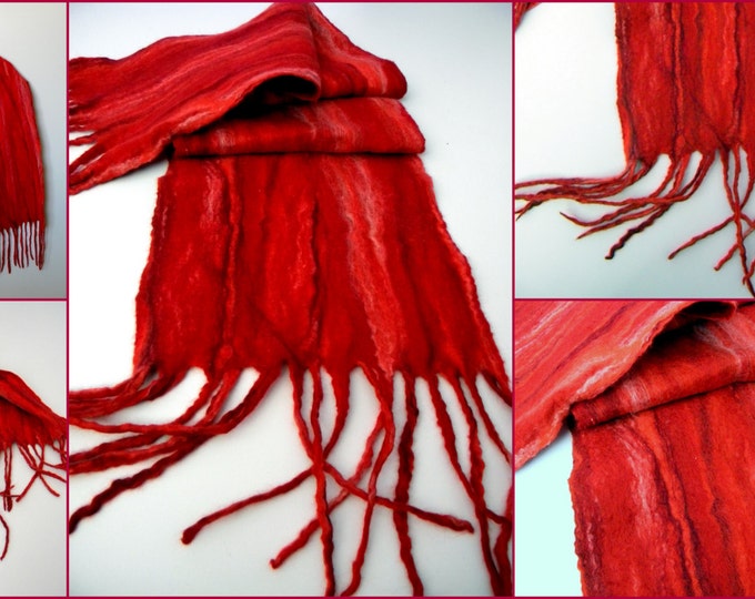 Pretty Ladies scarf Felted wool scarves winter scarf Wet Felted Scarf Outdoors Gift Women scarf Long scarf with tassels Gift for daughter