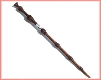 Elder Wand, Fully Hand-carved Black Walnut Wood, NO RESIN