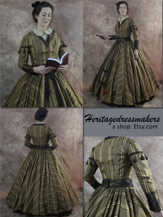 Civil War Era Sz.8 Head Schoolmistress Day/Walking dress w/