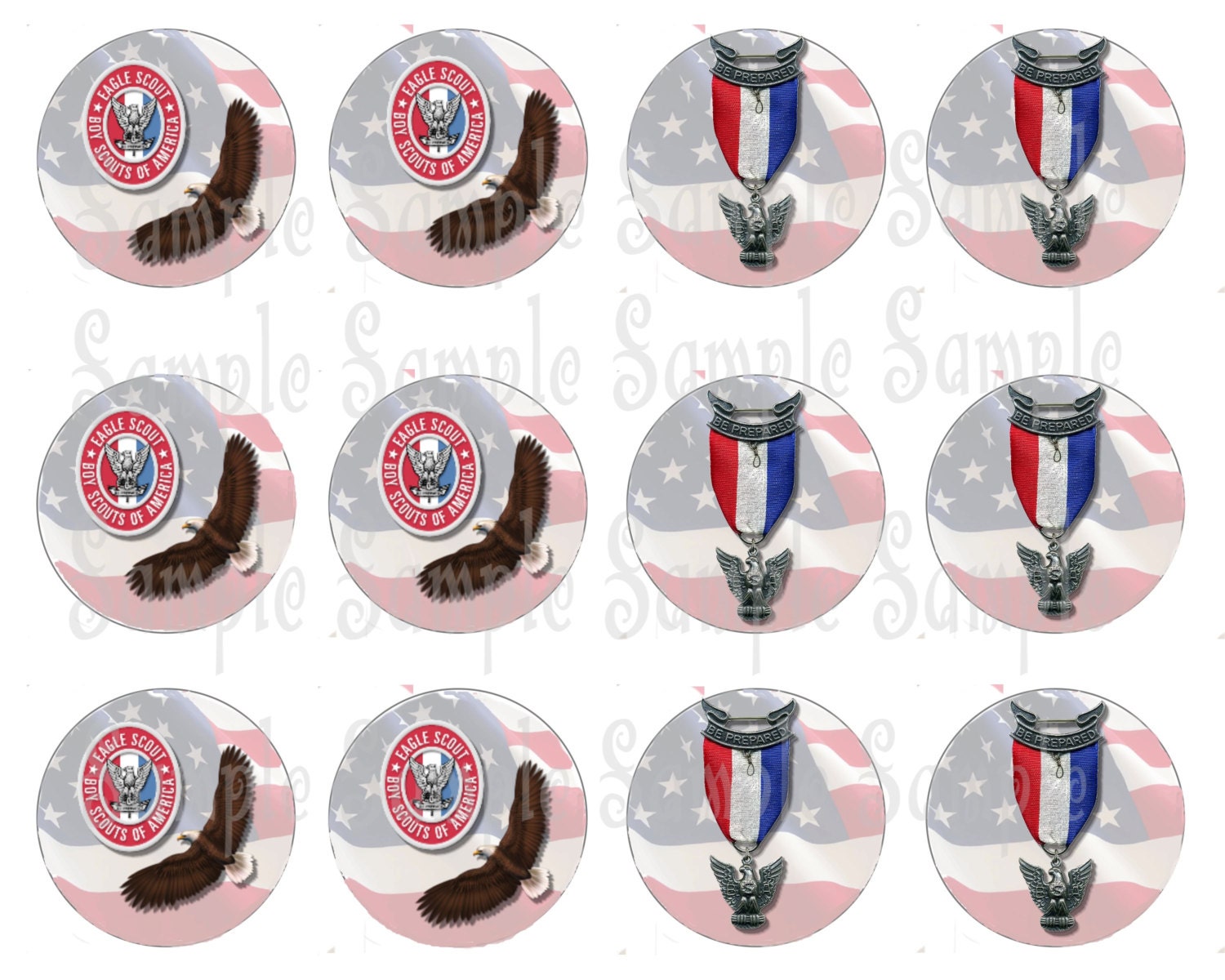 Eagle Scout Ceremony Emblem With Flag Theme Edible Cake Topper Image ...