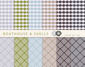 MODERN MIX Scrapbooking digital paper pack - 12 papers with geometric pattern, printable, instant download - 169