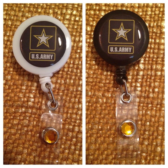 U S Army Military ID Badge Name Tag Holder Retractable Reel
