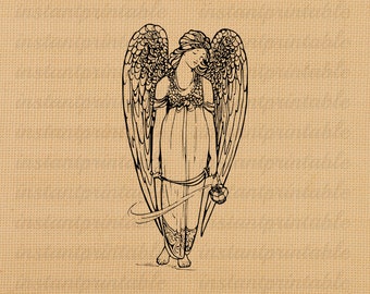 Angel digital image, instant download, printable iron on fabric transfer, downloadable images, clip art, scrapbooking - no. 210