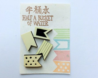 Party flags stamp.hand carved stamp.rubber stamp.unmounted
