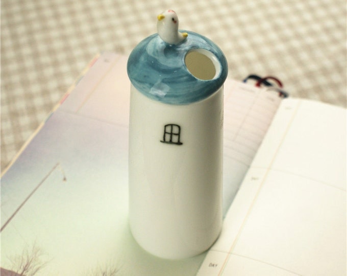 Interesting Cottage - Hand Painted Ceramic Vase 3 Shapes