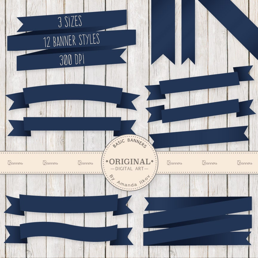 Professional Digital Ribbon Banners Navy Banners Navy Blue