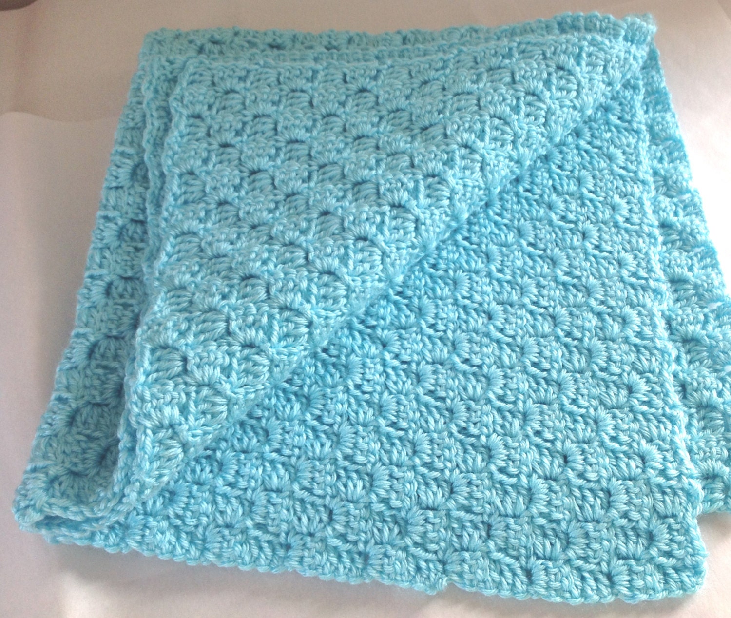 Box Stitch Lagoon Blue Crochet baby Blanket by AnnMariesYarnCloset