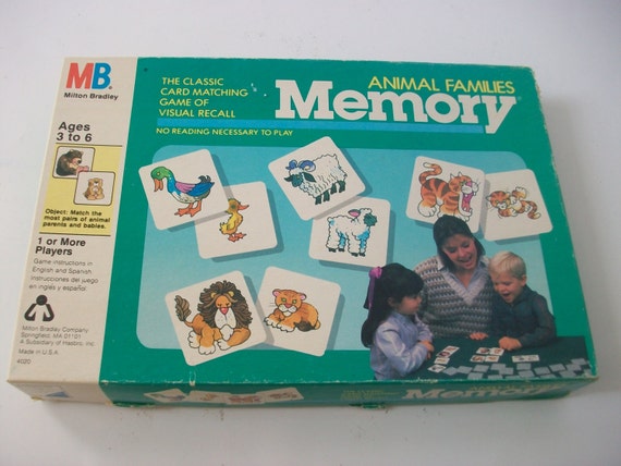 Vintage Milton Bradley Memory Game Animal Families by SwellSource