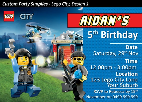 Lego City Party Invitations 6