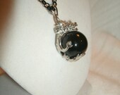 Dragon Pendant - Grasping Obsidian Sphere -   Chinese Dragon, Fantasy, Dragon, pendants, gemstone, dragon necklace,Obsidian Sphere, wrapped