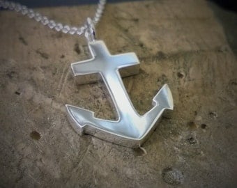 Sterling Silver Anchor Necklace Pendant - Nautical Necklace, Nautical Pendant, Sterling Silver Anchor Pendant, Sterling Anchor Necklace Hope