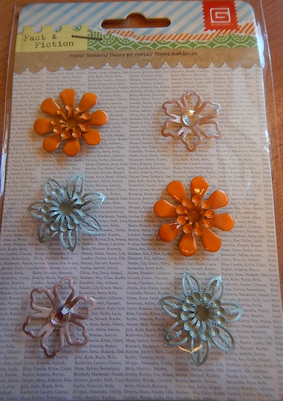 Basic Grey Metal Flower Embellishments by NirvanaCraftSupply