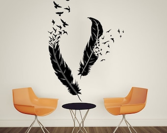 Feather Wall Art feather wall decal | etsy Feather Wall Art feather wall decal | etsy