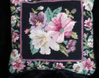 Beaded Needlepoint Decorative Pillow