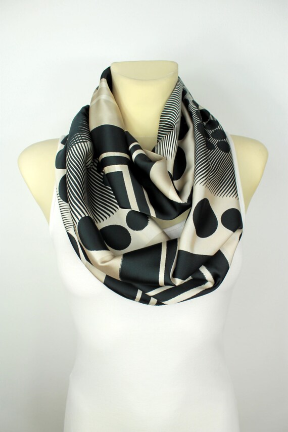 Oatmeal Autumn Infinity Scarf Womens Scarves Unique Handmade Scarves Satin Silk Scarf Gift for Her Gift Womens Summer Outdoors Summer Party