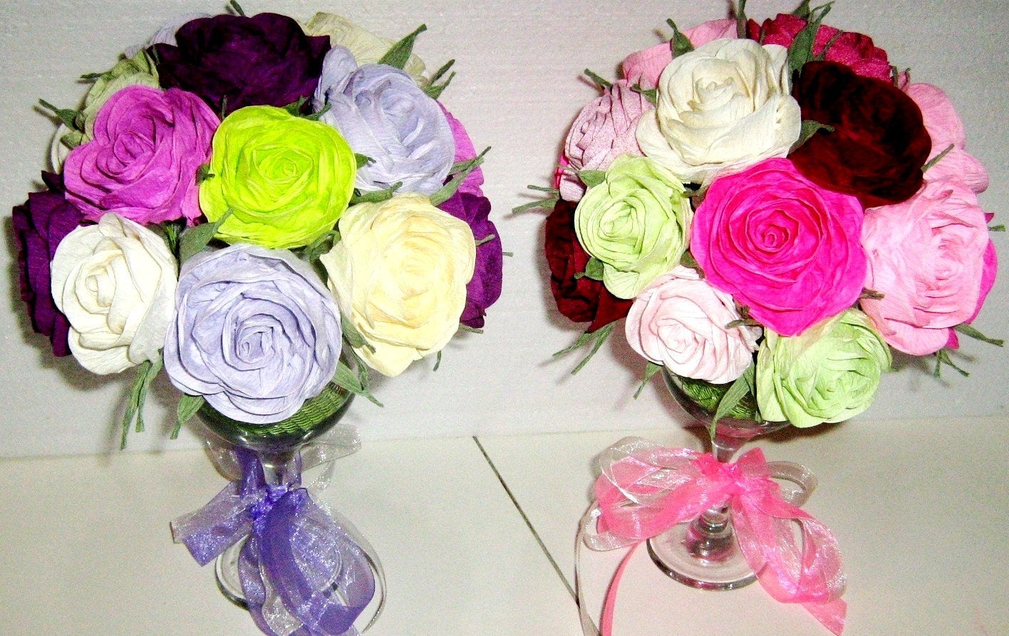 Crepe Paper Roses flowers wedding decoration table