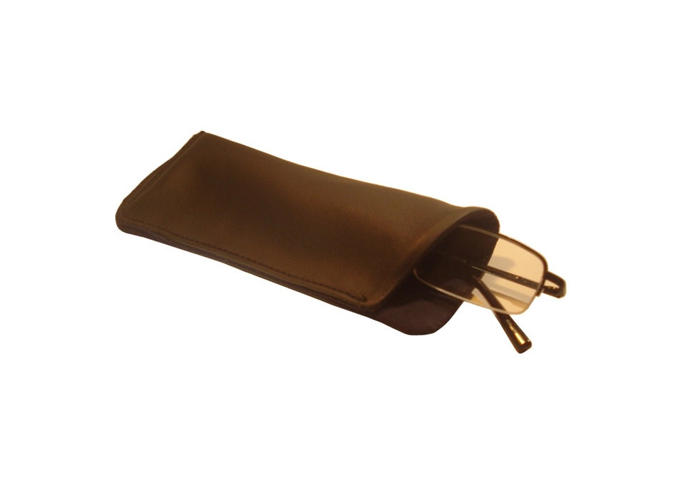 Black leather glasses case/ Soft eyeglass case/ Men' s