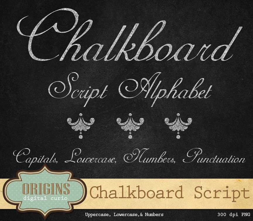 Chalkboard Script Alphabet Chalk Style by OriginsDigitalCurio