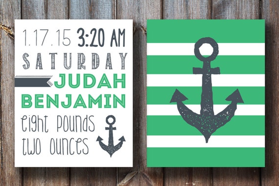 Custom Nursery Art - Birth Subway Print - Anchor Art Print - Instant Download - Printable