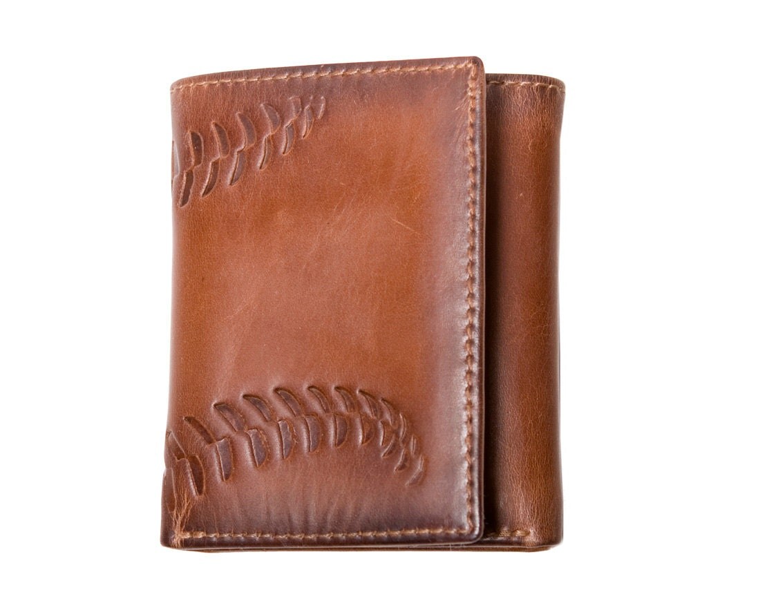 Men's Wallet Leather Wallet BASEBALL Embossed by HouseofJackCo